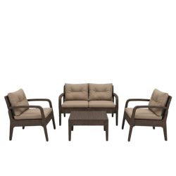 Záhradná súprava Mandella Latte s vankúšmi PVC-RAT-14