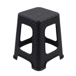   Čierna plastová stolička s ratanovým vzhľadom PVC-RAT-15