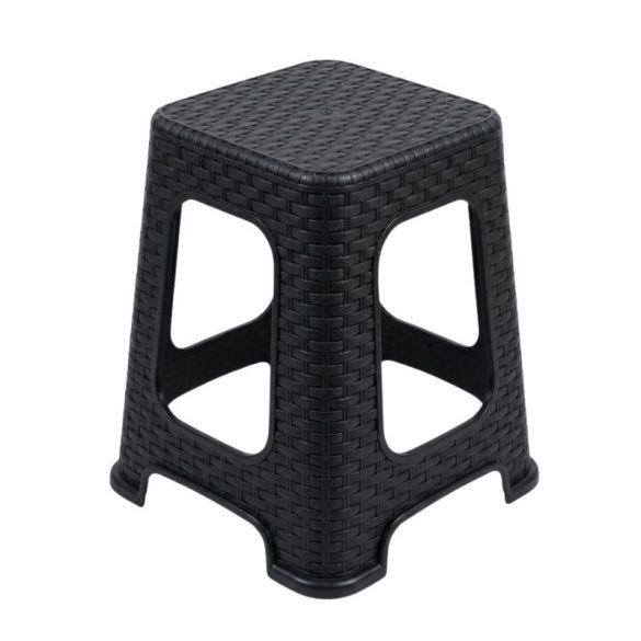 Čierna plastová stolička s ratanovým vzhľadom PVC-RAT-15