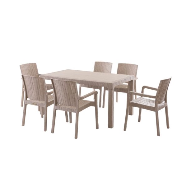 Záhradná jedálenská súprava s ratanovým vzhľadom – PVC-RAT-16