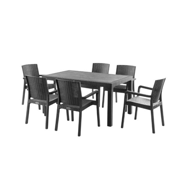 Záhradná jedálenská súprava s ratanovým vzhľadom – PVC-RAT-17