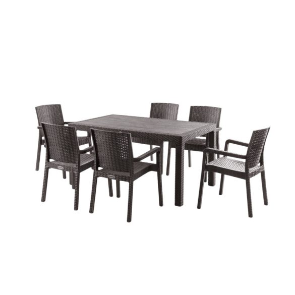 Záhradná jedálenská súprava s ratanovým vzhľadom – PVC-RAT-18