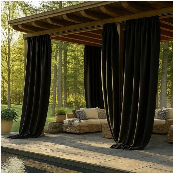 Svetlo priepustná záclona, čierna, 2 kusy, 132 x 215 QB1096473-ff132215