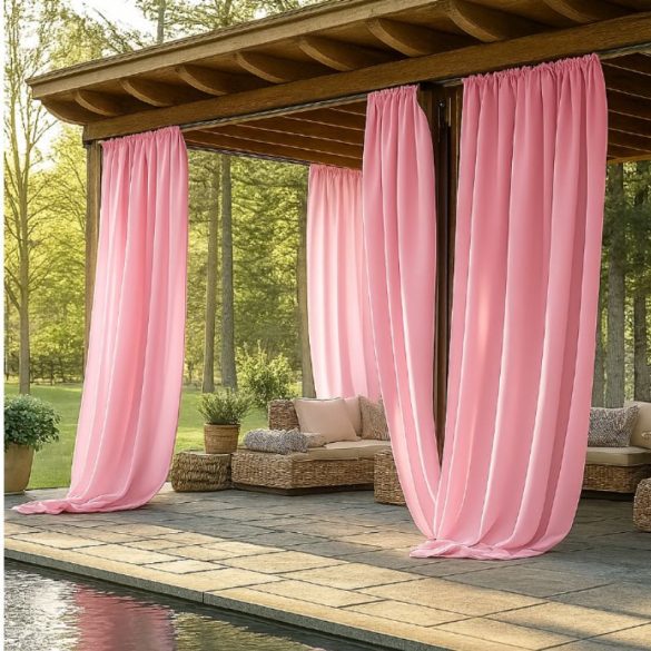 Svetlo priepustná záclona, ružová, 2 kusy, 132x215 QB1096473-r132215