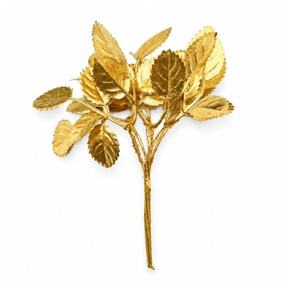 Mini zlatá kytica umelých listov fikusu na dekoráciu, 12 ks, 16 cm, QM634986-2