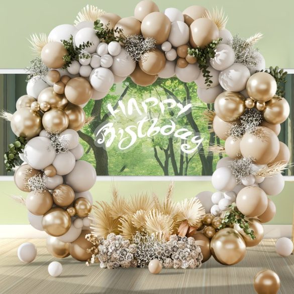 129-dielna sada bielych a zlatých balónov na dekoráciu QP499463