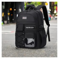 2025 Unisex študentský batoh čierny QQ1593288-F