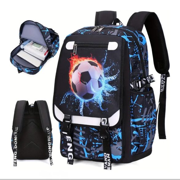 Teen Anime Školský Batoh s Futbalovým Motívom – Viaczónový, s Priestorom na Laptop QR3505370