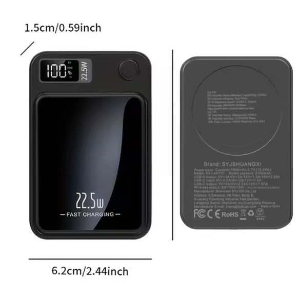 Magnetická bezdrôtová powerbanka 10 000 mAh čierna QX150017