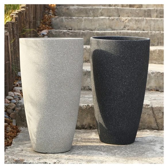 Veľký vodotesný kvetináč s odtokom – 53 x 30 cm, granitový vzhľad, so stojanom na vonkajšie použitie (RA2127701)