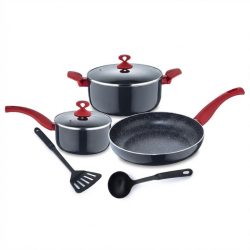   Renberg Argent 7-dielna sada riadu s mramorovým povrchom – červené rukoväte RB-1255-RD