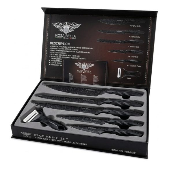 Sada nožov Rosa Bella 6-dielna s mramorovým povrchom RB-9281