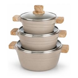   Realchef 6-dielna sada riadu s granitovým povrchom a skleneným vekom, hnedá RC-6B