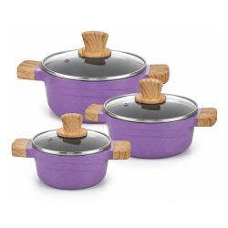   Realchef 6-dielna sada riadu s granitovým povrchom a skleneným vekom, fialová RC-6L