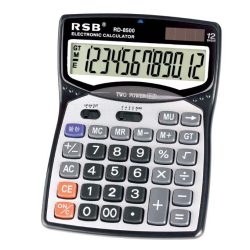   RSB RD-8500 XXL stolová kalkulačka, 20×15 CM, solárne nabíjanie a batéria, veľký displej, tiché tlačidlá, na batérie, sivá a čierna