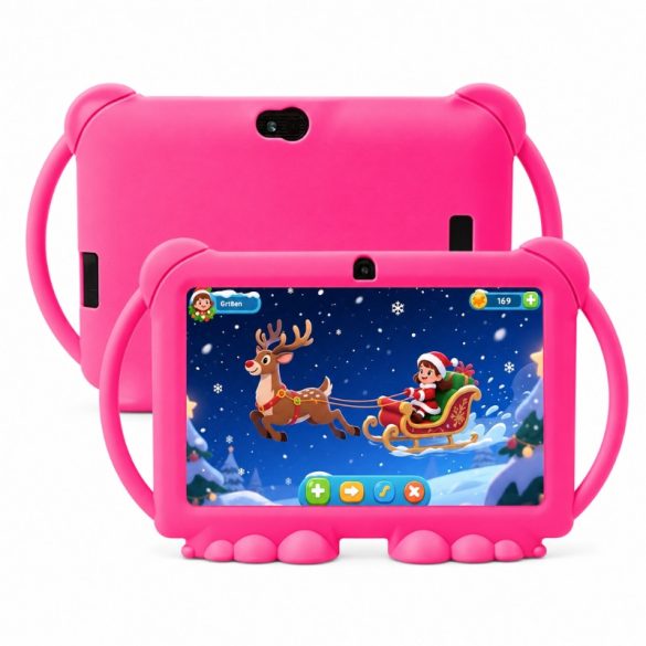 Detský tablet s operačným systémom Android 14, 4 GB RAM + 32 GB úložného priestoru, s puzdrom odolným proti pádom – ružový RE10587209