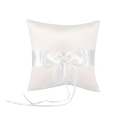 Elegantný biely svadobný prsteňový vankúšik RP256950-1