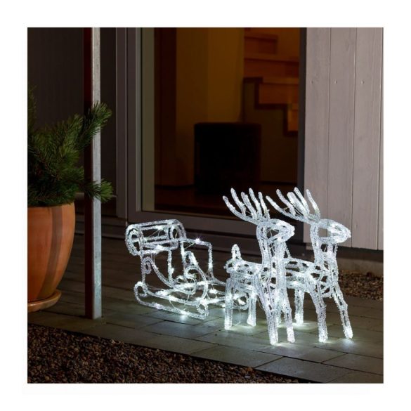 LED sánky s sobmi – vonkajšia vianočná dekorácia RSZ-02