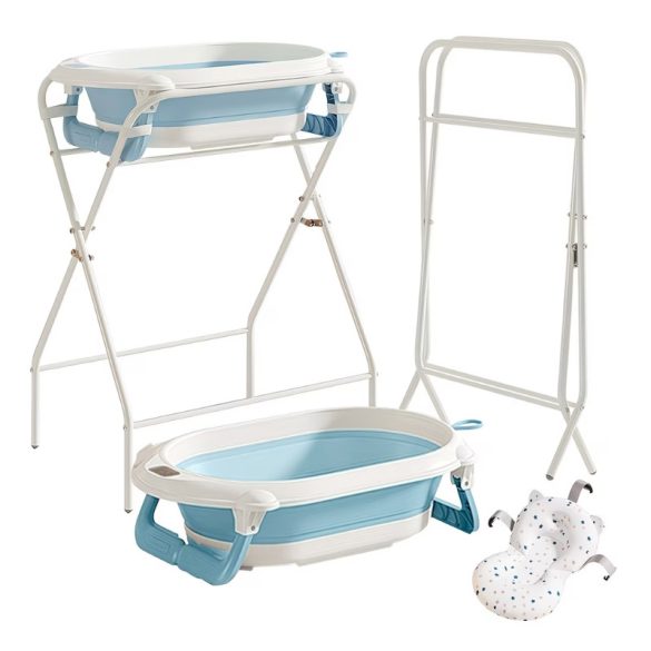 Skladací modrý detský kúpeľ s podstavcom RV7295518-3