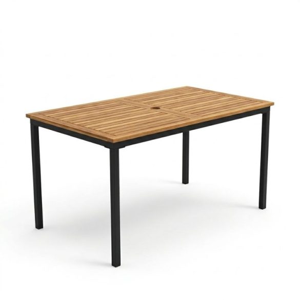Moderný záhradný jedálenský stôl Garden Line s prírodným dreveným obložením SK-01