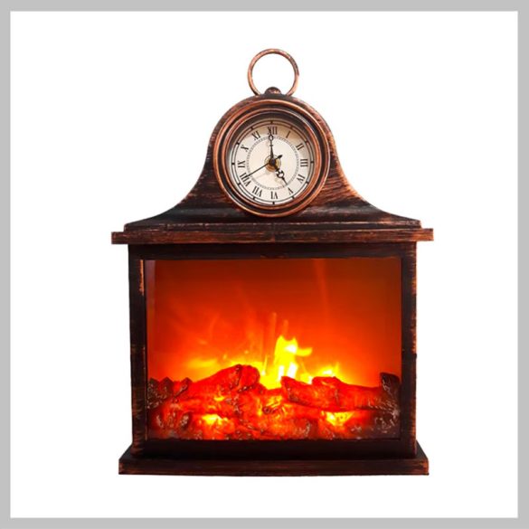 Vintage dekorácia s krbom, Hnedá, 30x13x39 cm, SP-12