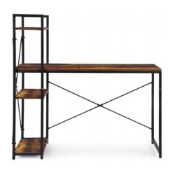  Moderný loftový písací stôl s integrovaným policovým systémom 120 × 60 cm – Hnedá/Čierna STL24BR
