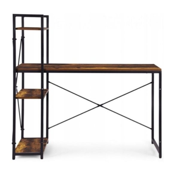Moderný loftový písací stôl s integrovaným policovým systémom 120 × 60 cm – Hnedá/Čierna STL24BR