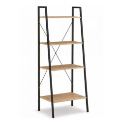   Moderný 4-poschodový rebríkový regál na knihy a dekorácie 147 cm – Svetlohnedá/Čierna SZ51JBR