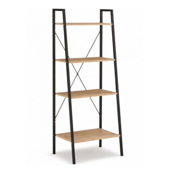 Moderný 4-poschodový rebríkový regál na knihy a dekorácie 147 cm – Svetlohnedá/Čierna SZ51JBR