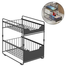   Organizér do skríň s výsuvnými zásuvkami, kovový, čierny SZ57