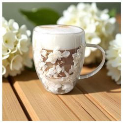   Thermo Pohár s bielym kvetinovým dizajnom – 300 ml SZK185