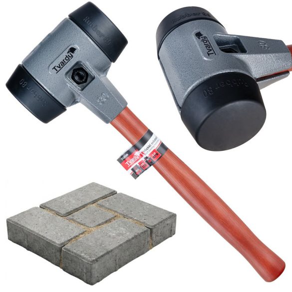 Gumené kladivo Tvardy na pokládku dlažby 80 mm – s mäkkou hlavou T00411