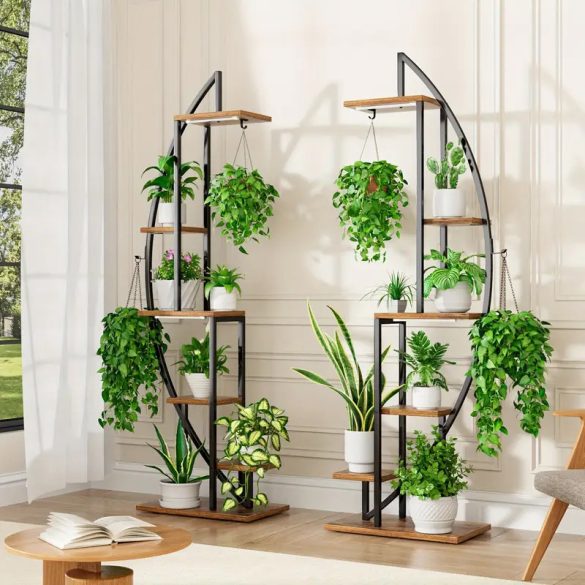 Moderný dvojitý polkruhový stojan na kvety – 6 úrovní, výška 160 cm (TE767072)