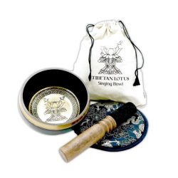   Tibet Lotus spievajúca miska darčeková sada ručne tepaná a gravírovaná 14 cm TIbS-20