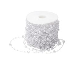   Elegantný biely umelý perlový veniec – 5 m dekoratívny perlový reťazec TJ8336187