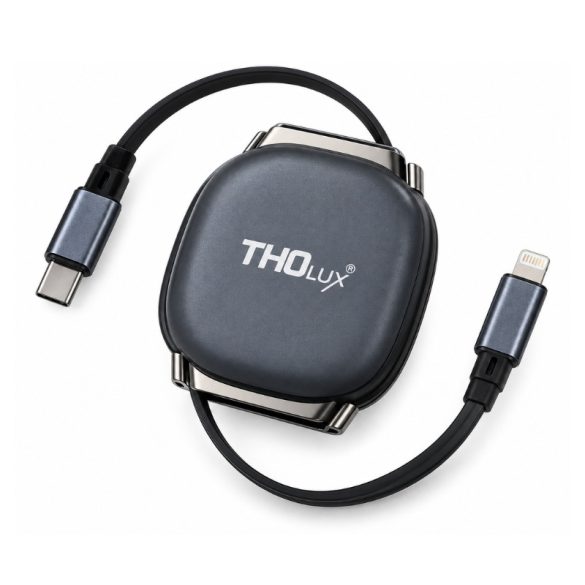 THOlux teleskopický USB-C – Lightning dátový a nabíjací kábel, 27 W, 1 m TL-46