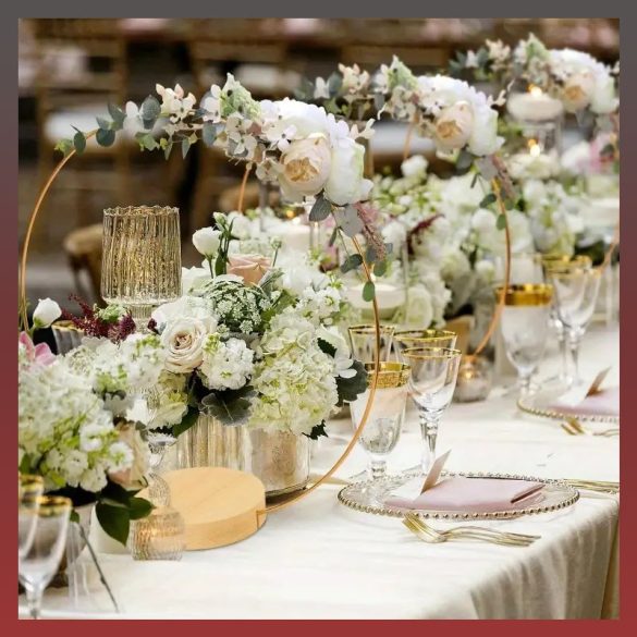 10 ks makramé kvetinový zlatý venčekový kruh TL97305