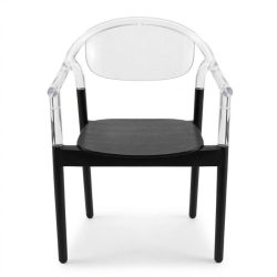   Záhradná stolička Tokio z čierneho a priehľadného plastu TM-02