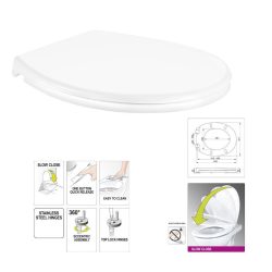   WC sedadlo z polypropylénu — soft-close (pomalé zatváranie), click-clack TO-75465