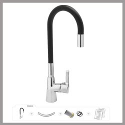 Flexibilná kuchynská batéria - čierna TO-75705