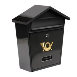   Poštová schránka 380 × 320 × 105 mm — čierny metal, so strechou/okapom TO-78580