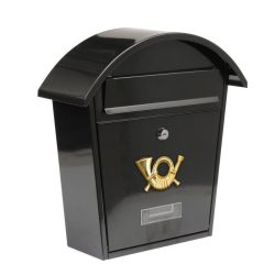   Poštová schránka 380 × 320 × 105 mm — čierny metal, zaoblená strecha TO-78585