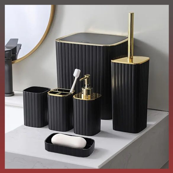 6-dielna sada kúpeľňových doplnkov v čiernej farbe TT256806