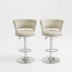   2 ks nastaviteľných barových stoličiek so striebornou kovovou konštrukciou TT5469113