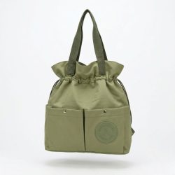   Dámska plátená taška cez rameno so šnúrkovým zapínaním, zelená Taška-008