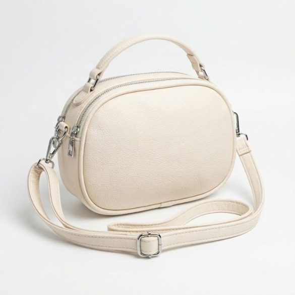 Dámska bočná taška s dvojitým zipsom - krémová Taška-010