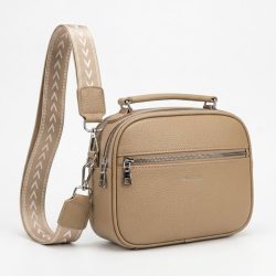   Dámska bočná taška so širokým vzorovaným popruhom – béžová Taška-011