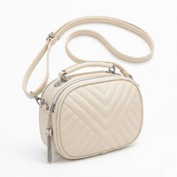   Dámska prešívaná mini bočná taška - krémová Taška-012