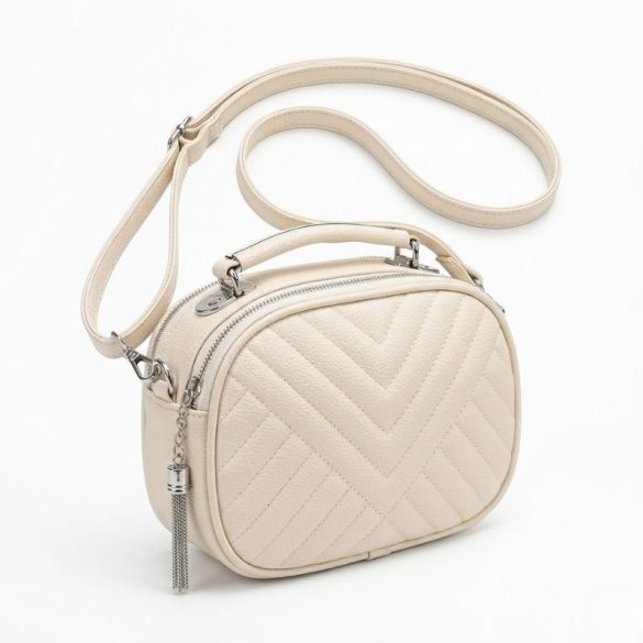 Dámska prešívaná mini bočná taška - krémová Taška-012