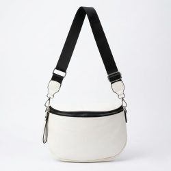   Dámska bočná taška so širokým ramenným popruhom  - biela Taška-015